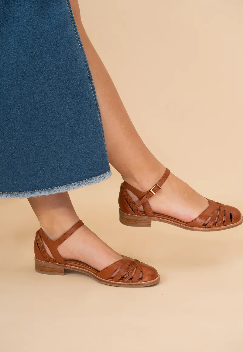 JINETTE - Sandales en cuir Camel