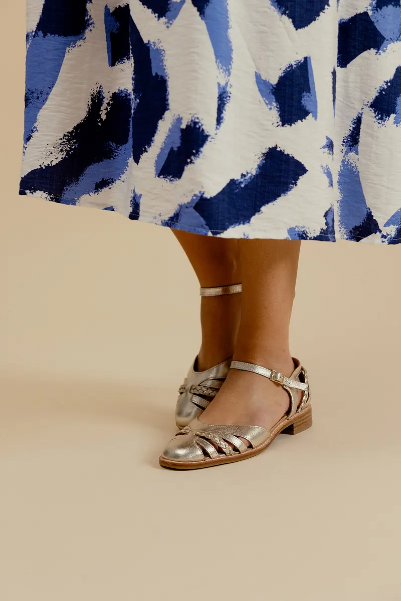 JINETTE - Sandales en cuir Doré/Platine