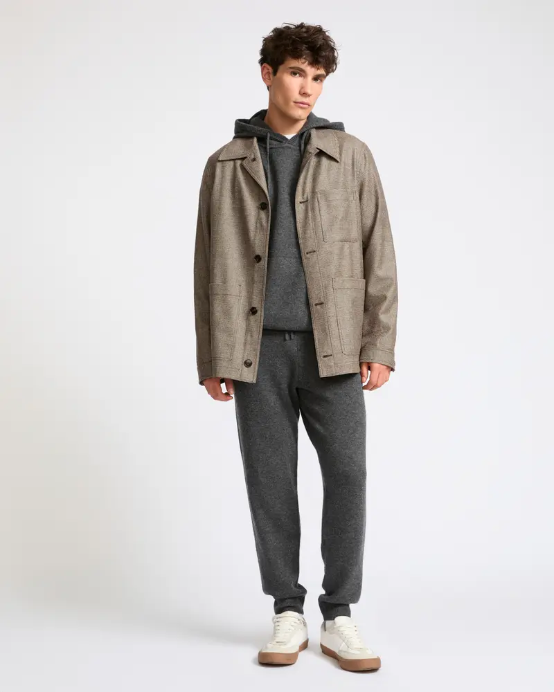 Jogging-style cashmere wool knit pant