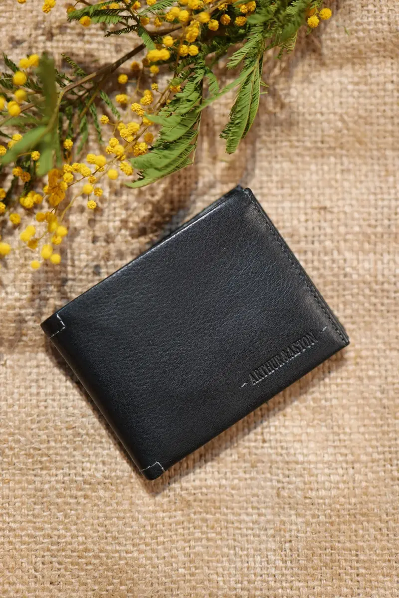 Johany italien – Portefeuille homme bifold en cuir noir anti-RFID – Arthur & Aston