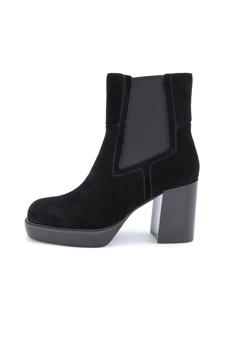 JOSIANE - Bottines à Talon en Croûte de Cuir Marron