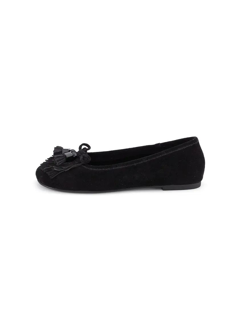 JUAN - Ballerines en Croûte de Cuir Noir