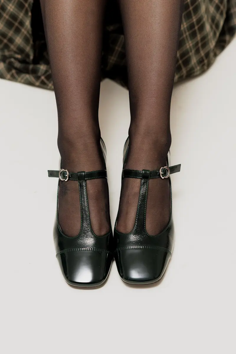 JUDITH - Escarpins Rétro en Cuir Vert