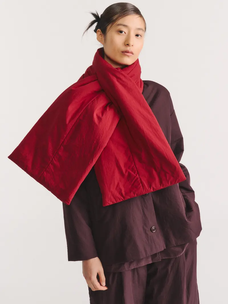 JULIANNE SCARF - CHALK POPLIN - GARNET
