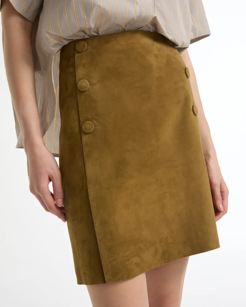 Jupe courte en cuir d'agneau double face