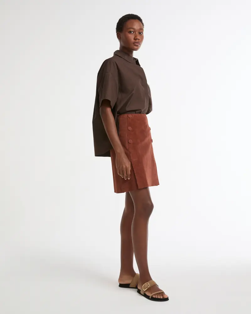 Jupe courte en cuir d'agneau double face
