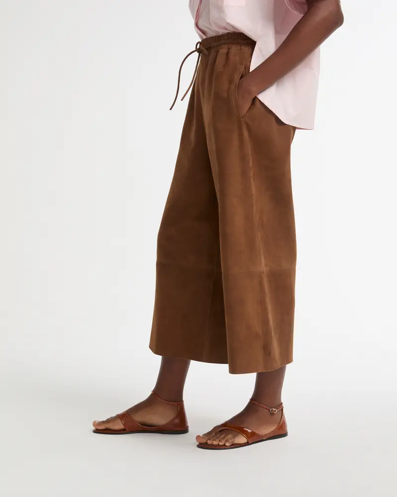 Jupe culotte ample en agneau velours