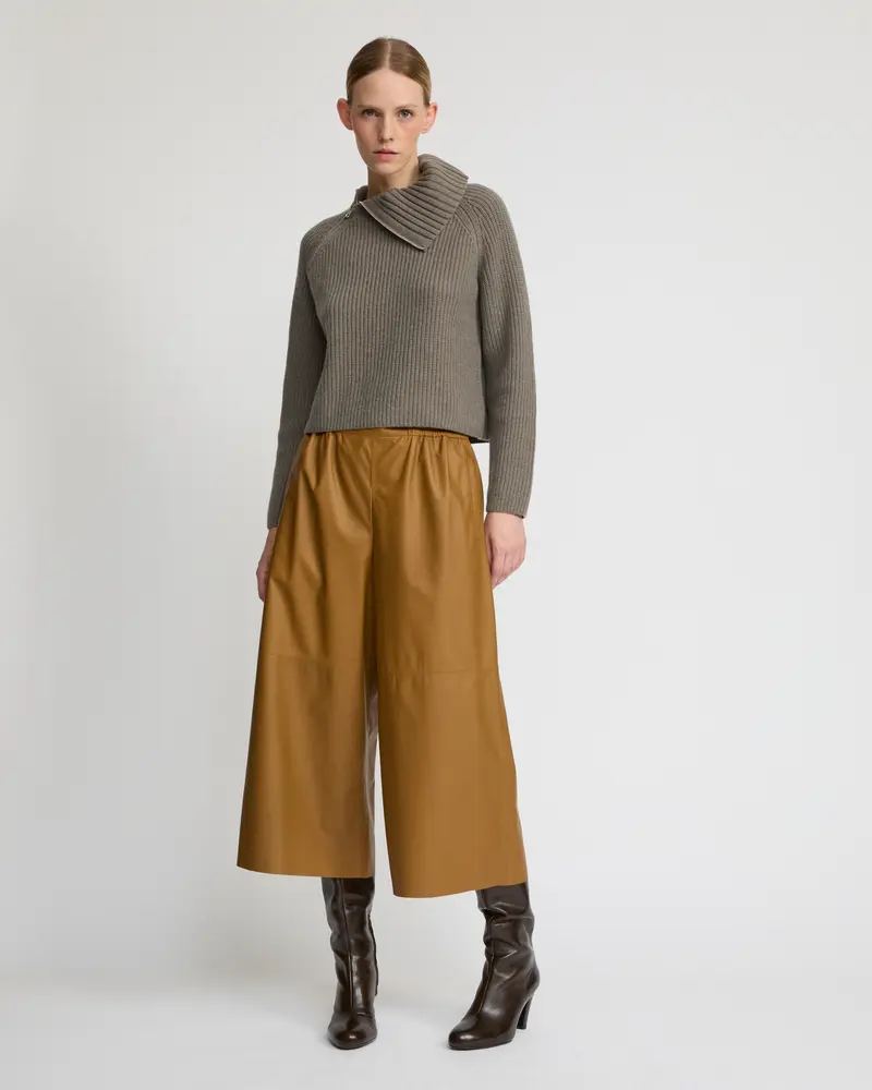 Jupe culotte en cuir d'agneau fin