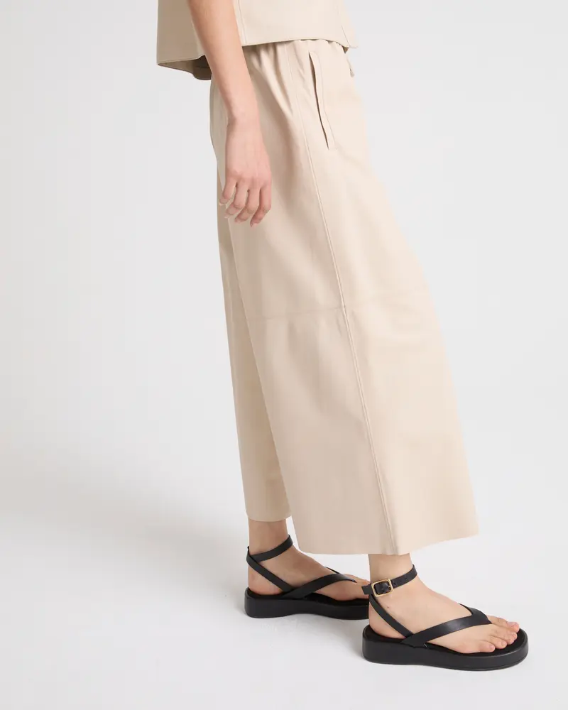 Jupe culotte en cuir d'agneau fin