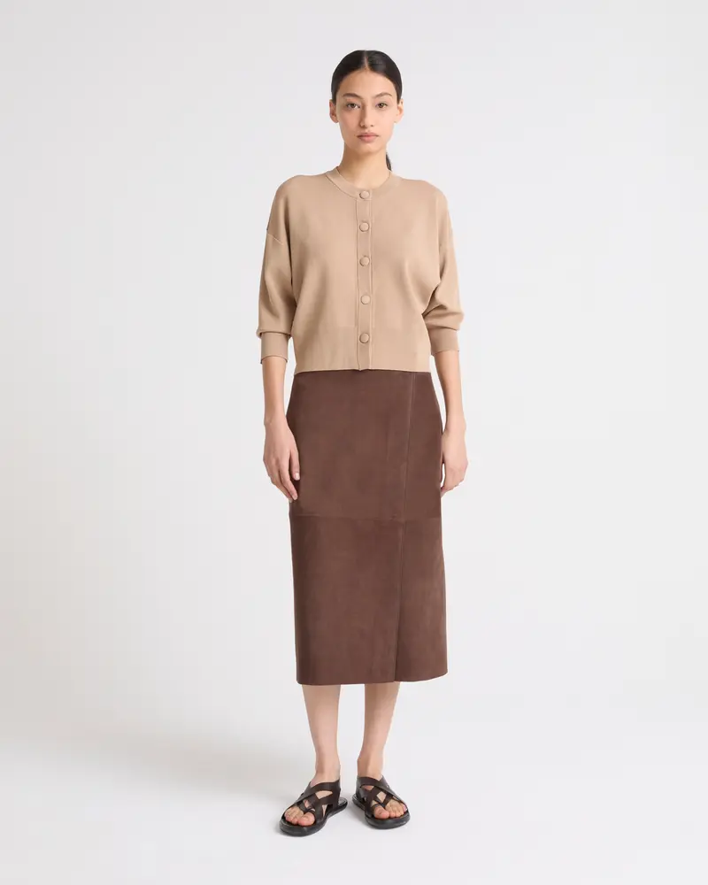 Jupe en cuir d'agneau velours double face