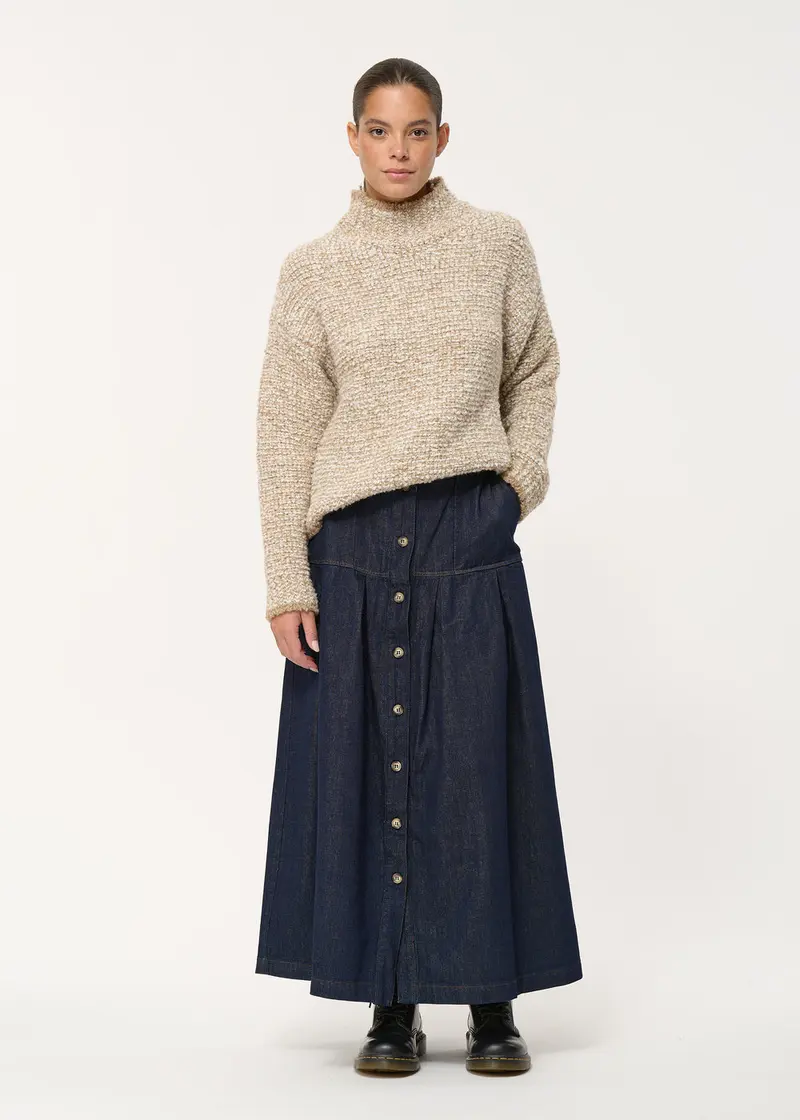 Jupe longue en denim souple taille haute