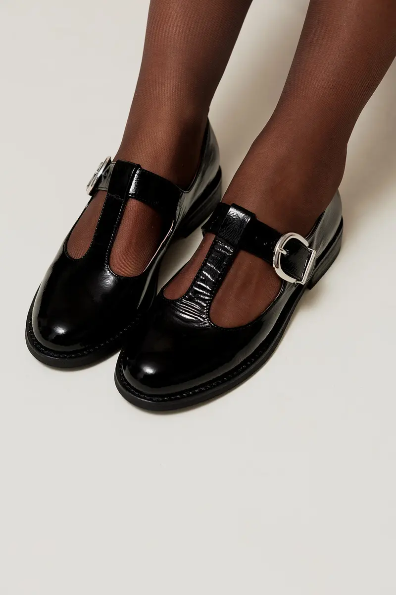JYN - Ballerines Salomé en Cuir Noir