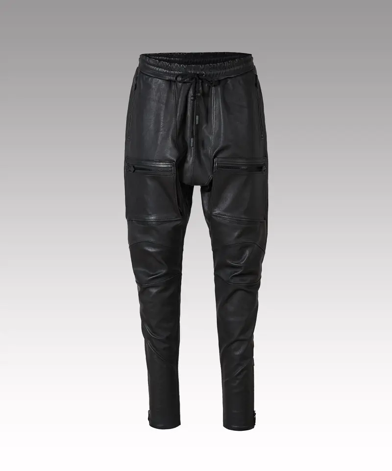 KA-BALLER CARGO BLACK LEATHER PANTS