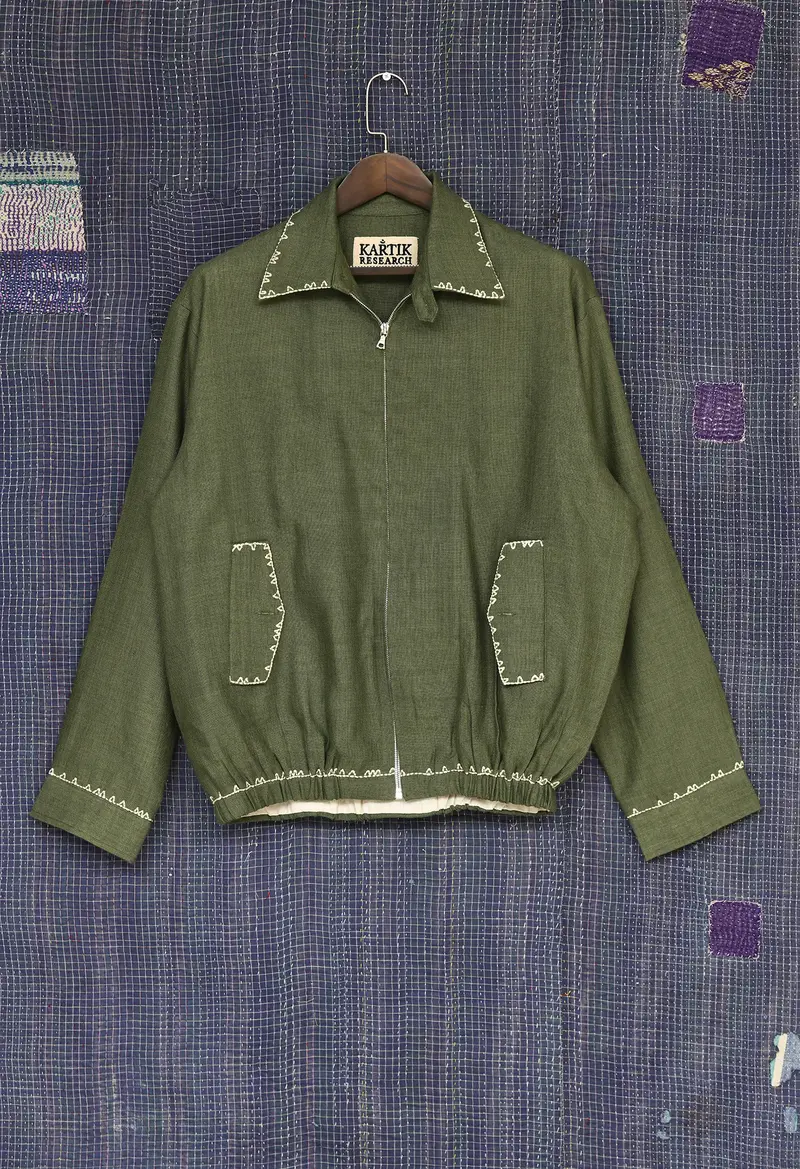 Kartik Research Green Vankar Pleat Jacket