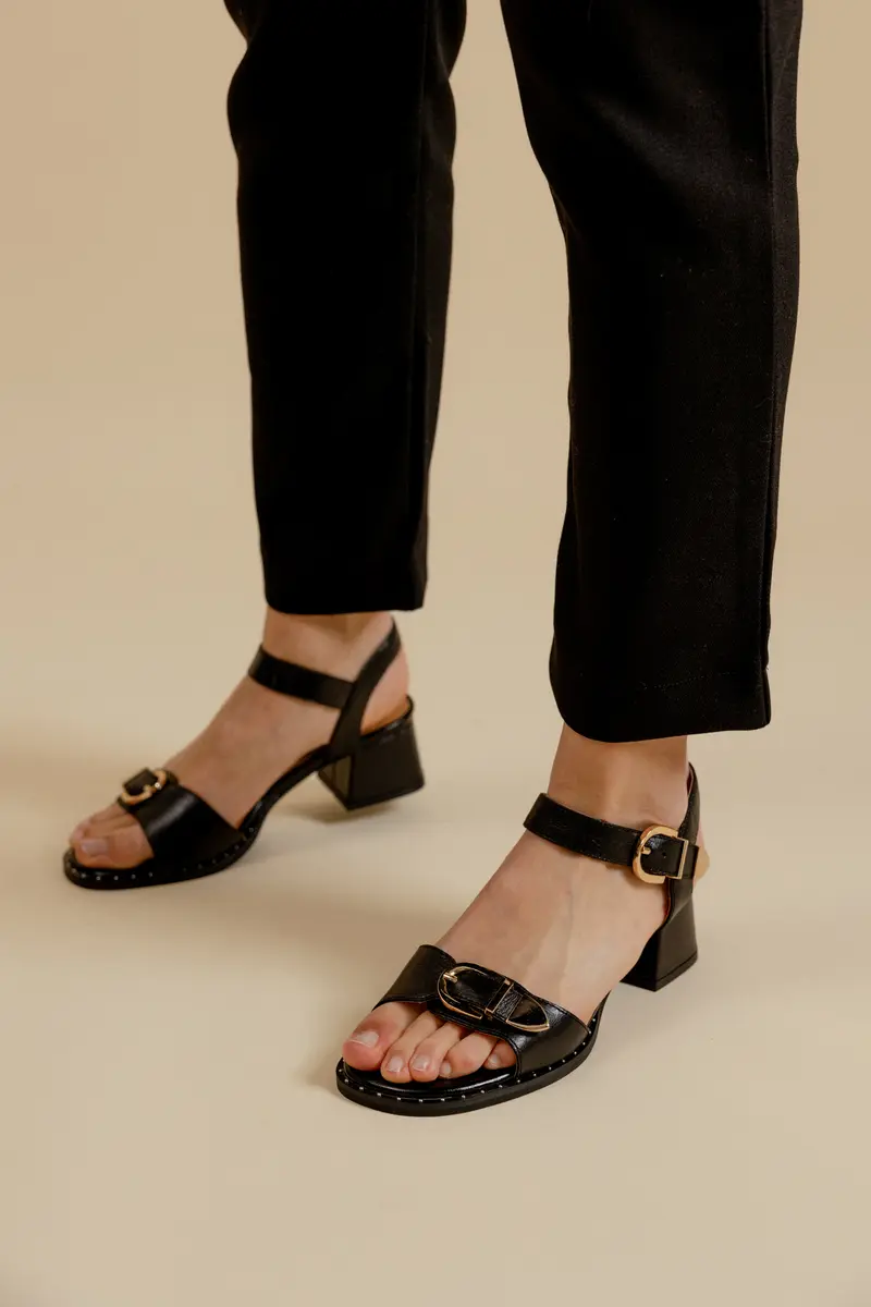 KEITH - Sandales à talons en cuir Noir