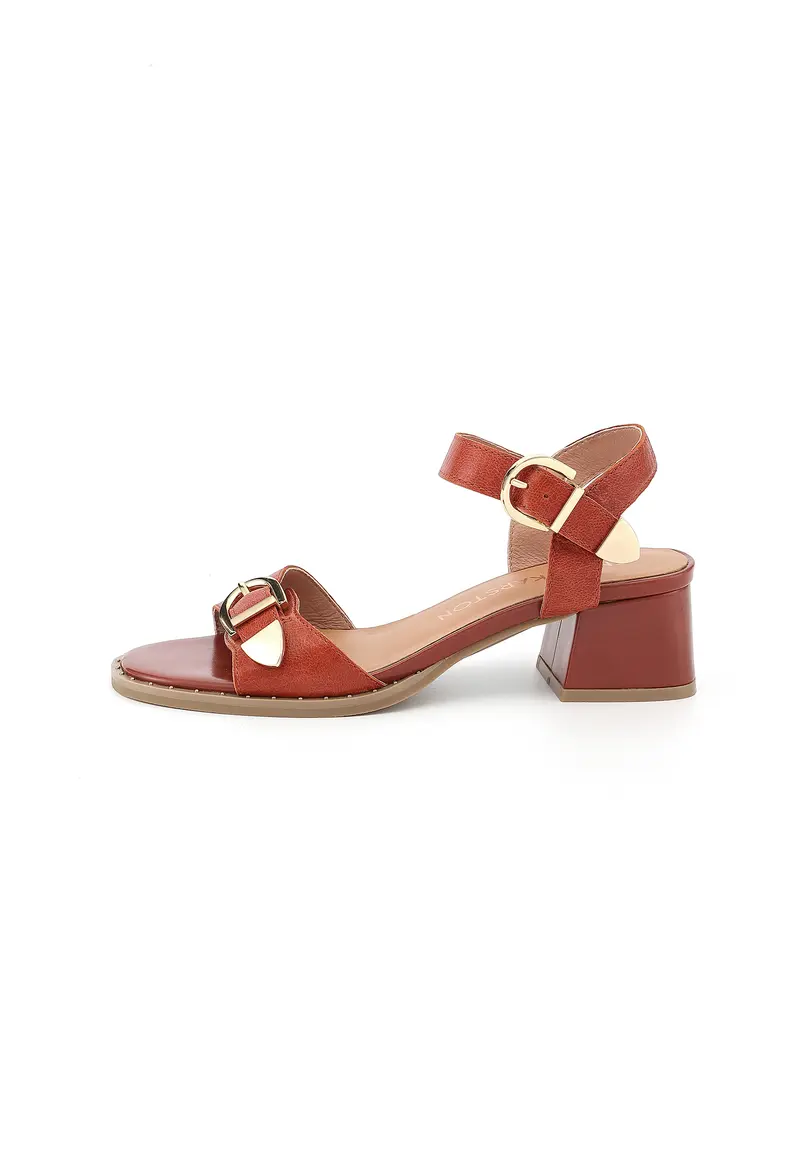 KEITH - Sandales à talons en cuir Orange