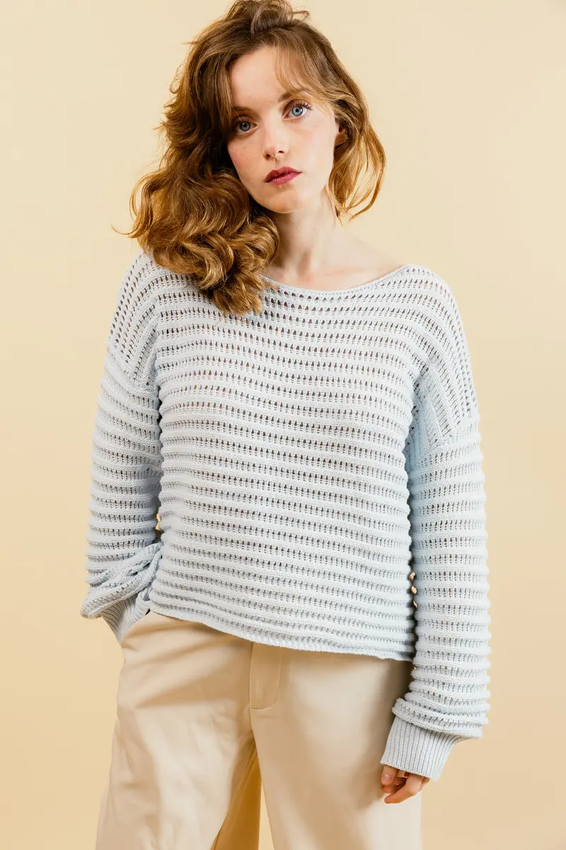 KELLY - Pull Ciel en Crochet Femme