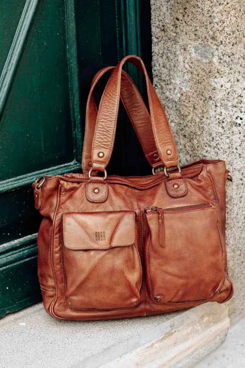Keno KEO2L – Sac porté épaule femme en cuir lavé effet nacré
