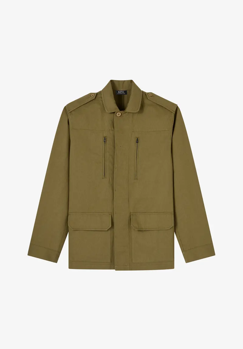 Khakifarbene Jacke im Military-Stil