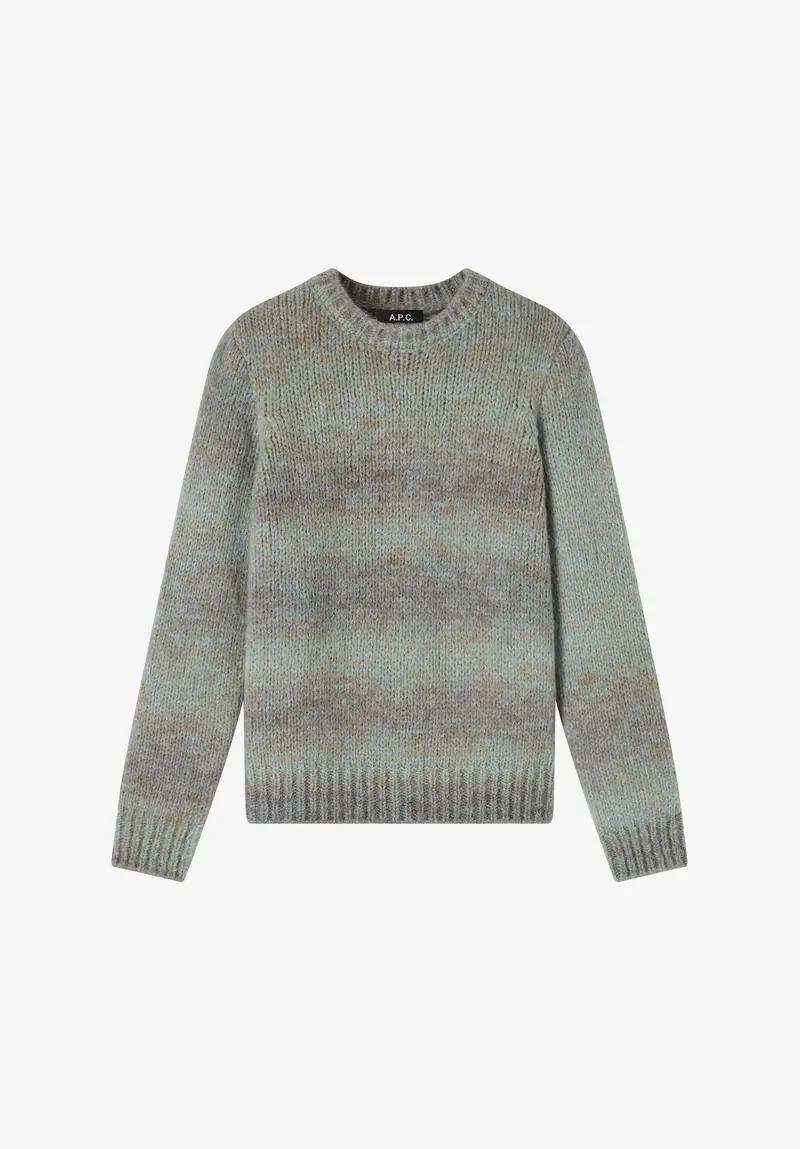 Khakifarbener Pullover mit verschwommenen Streifen