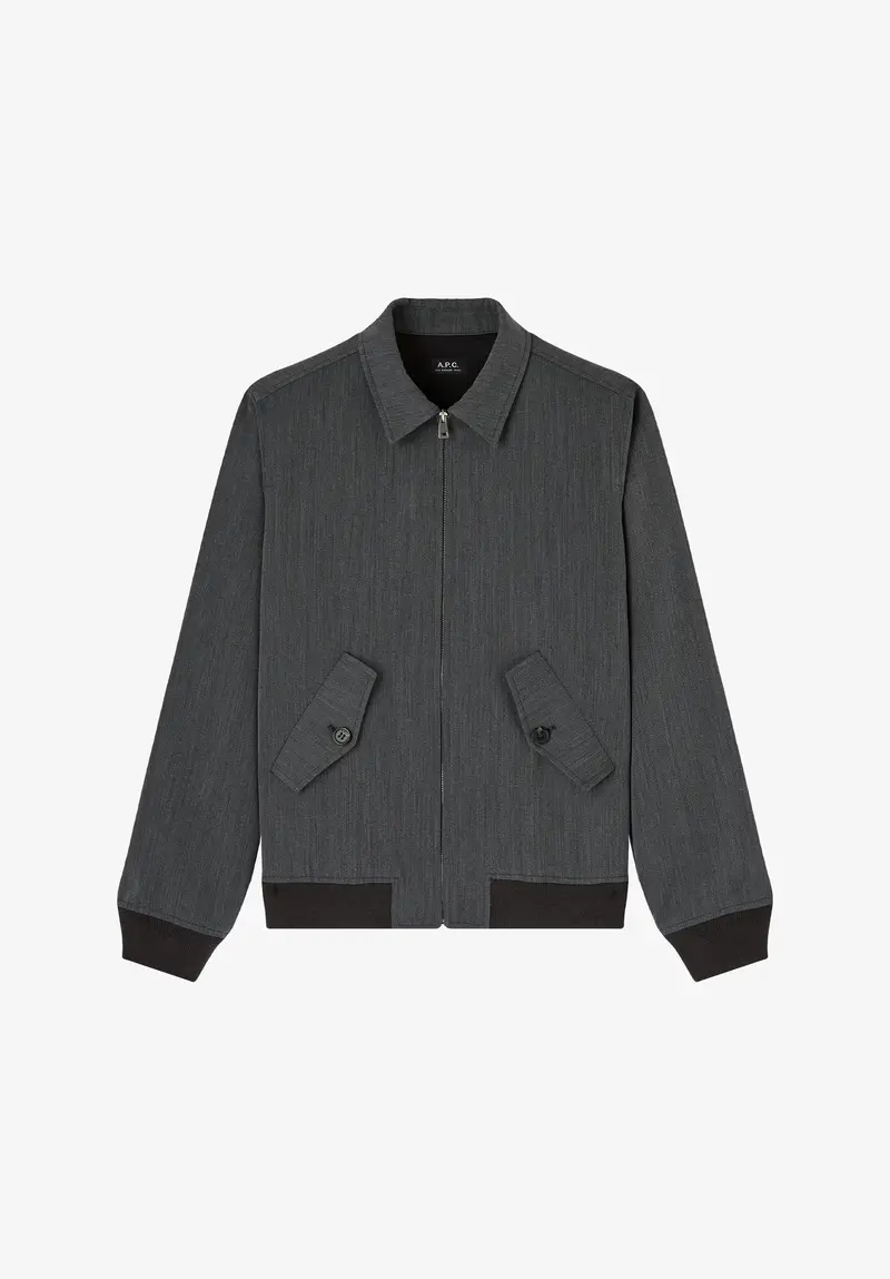 Klassische graue Jacke aus Baumwoll-Woll-Mischung