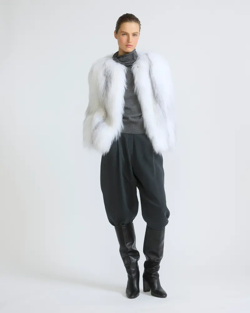 Knitted short fox fur jacket