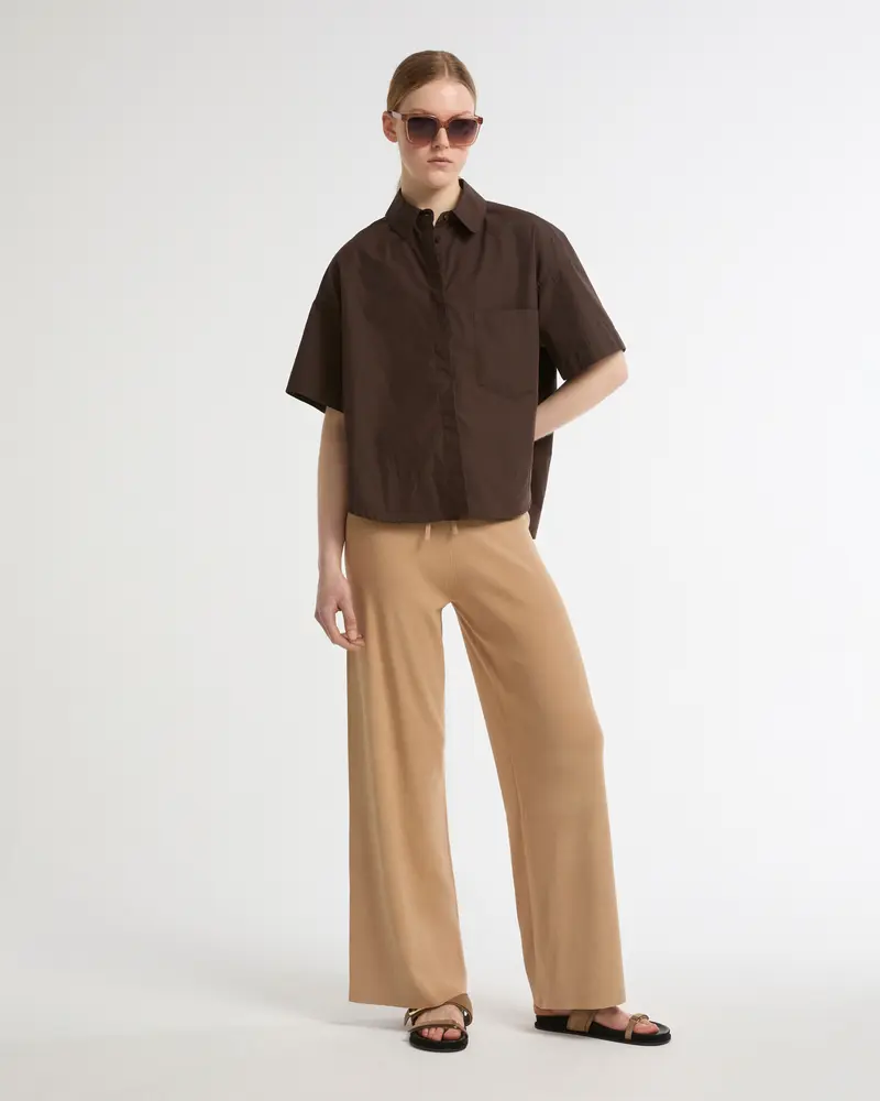 Knitted wide leg trousers
