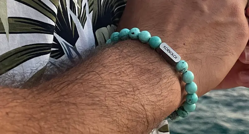 KOBOLOÏ Bracelet en perles de pierres naturelles Turquoise
