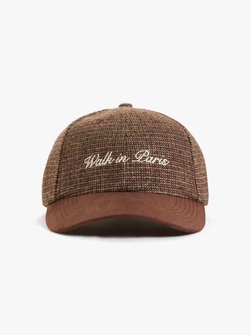 La casquette Baseball pied-de-poule marron