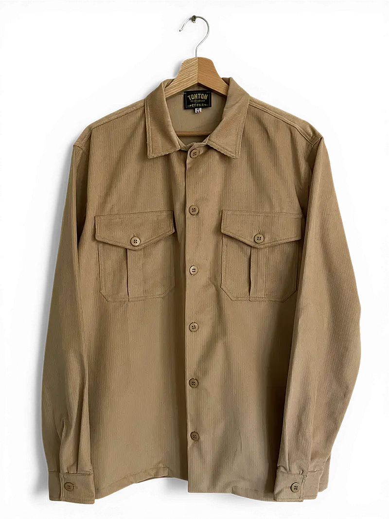 La chemise « AF » velours beige