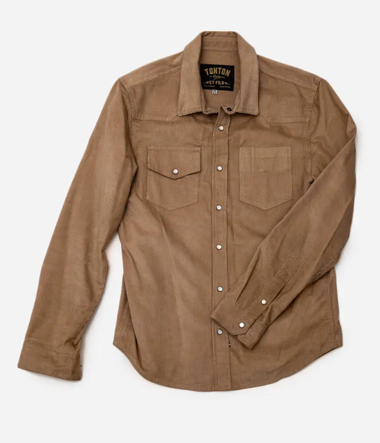 La chemise «Jimmy» velours beige fonçée