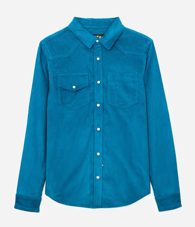 La chemise «Jimmy» velours Bleu azur