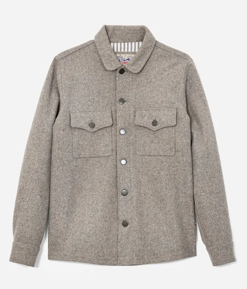 La sur-chemise «Émile» laine vierge beige