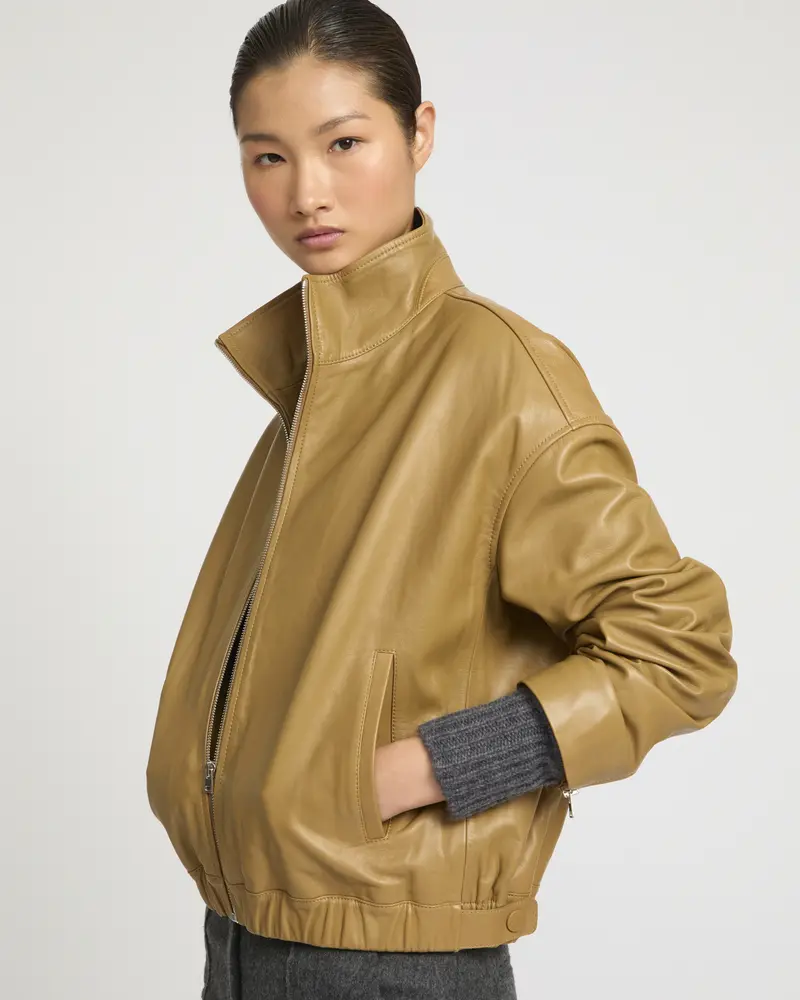 Lamb leather blouson