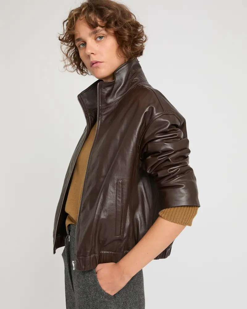 Lamb leather blouson