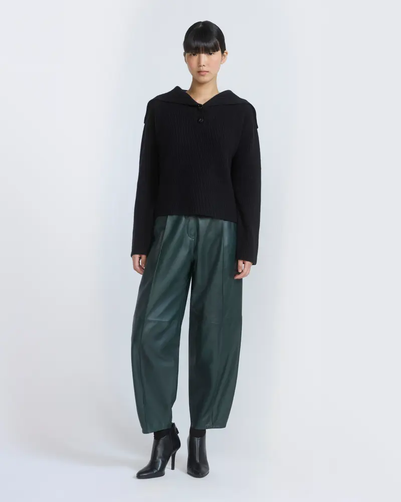 Lambskin leather balloon pants