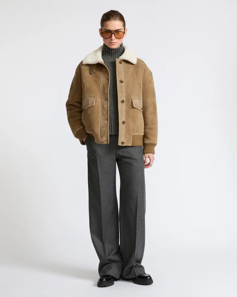 Lambskin shearling bomber jacket