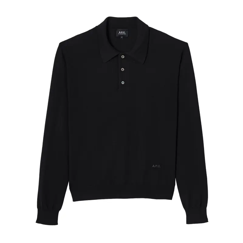 Langärmeliges Woll-Poloshirt