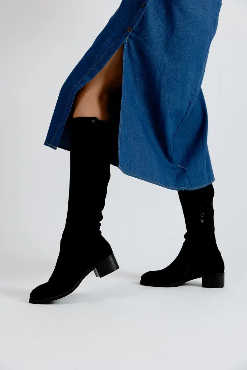 LAVANDE - Bottes Hautes en Suédine Noir