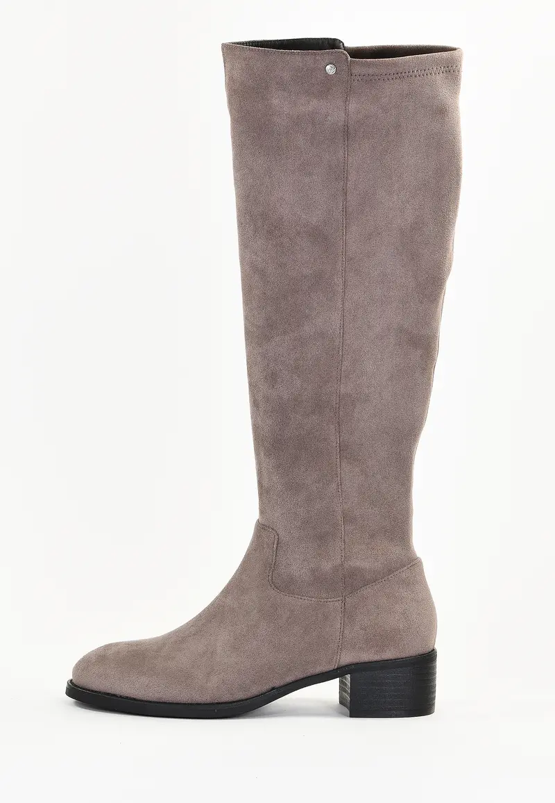 LAVANDE - Bottes Hautes en Suédine Taupe