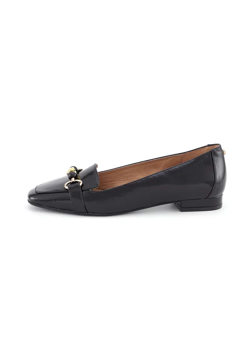 LAVINIA - Ballerines Loafers Chic en Cuir Verni Noir