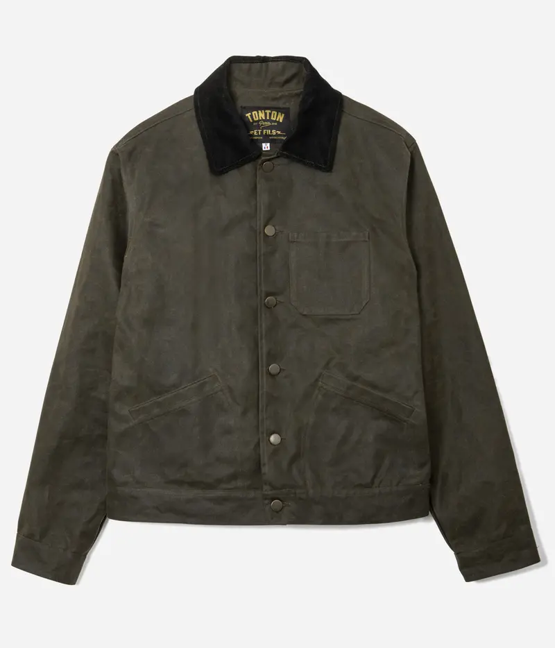 Le blouson «Monterey» canvas waxé kaki et doublure polycoton