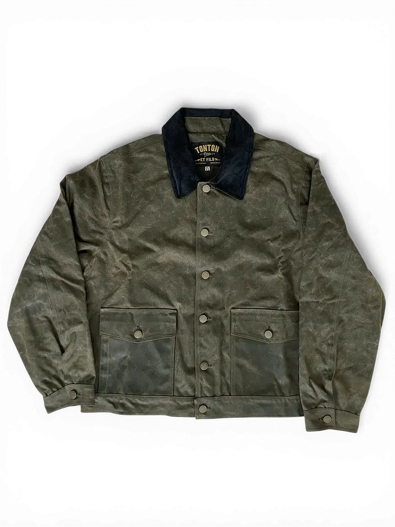 Le blouson «Monterey II » canvas waxé kaki et doublure polycoton