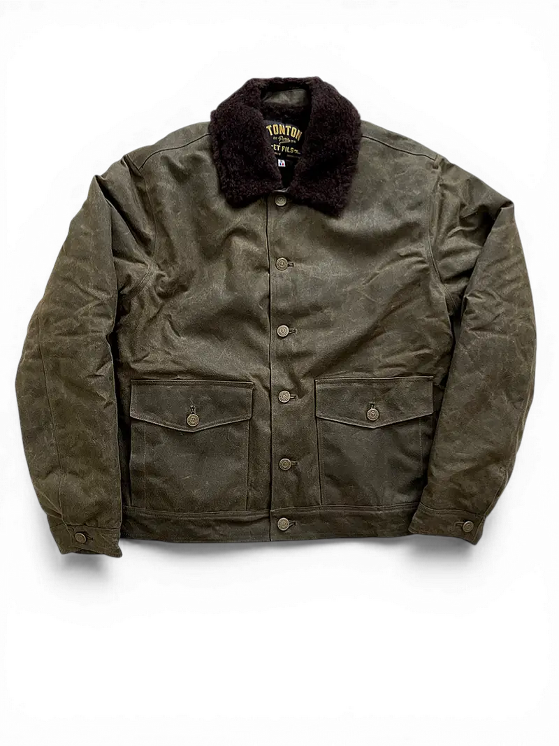 Le blouson « Monterey II » waxé kaki doublé laine