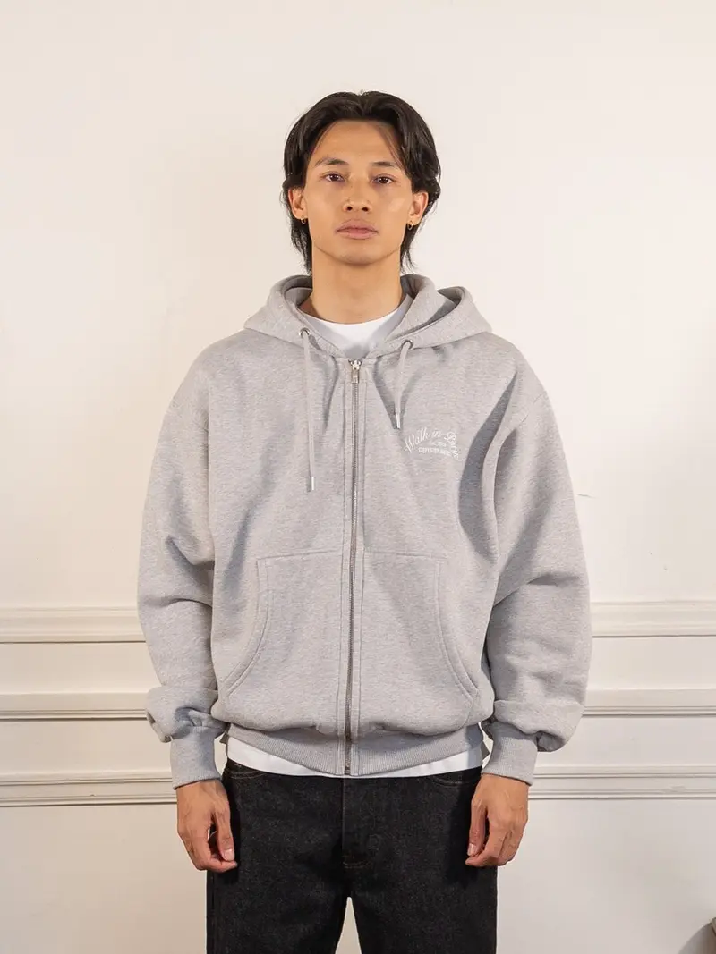 Le hoodie zippé Signature gris