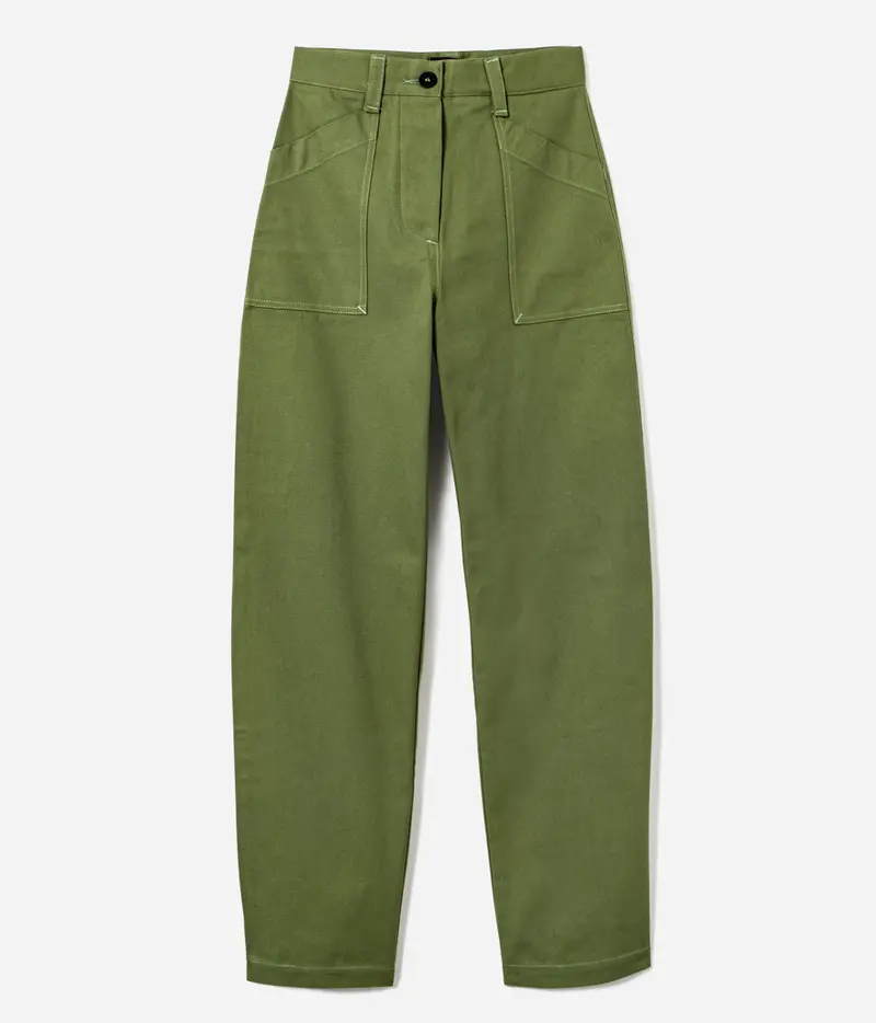 Le pantalon femme «Louv 001» canvas vert de l'Ouvrière Moderne