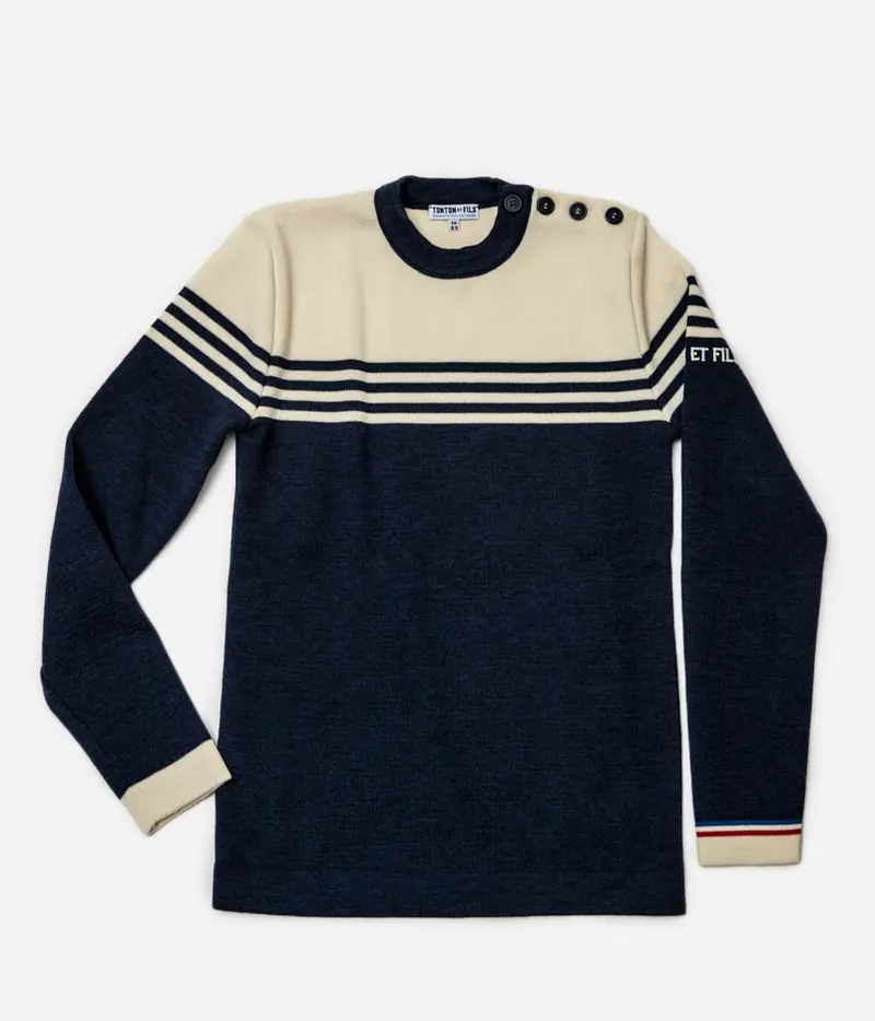 Le pull «Ouessant» marine écru