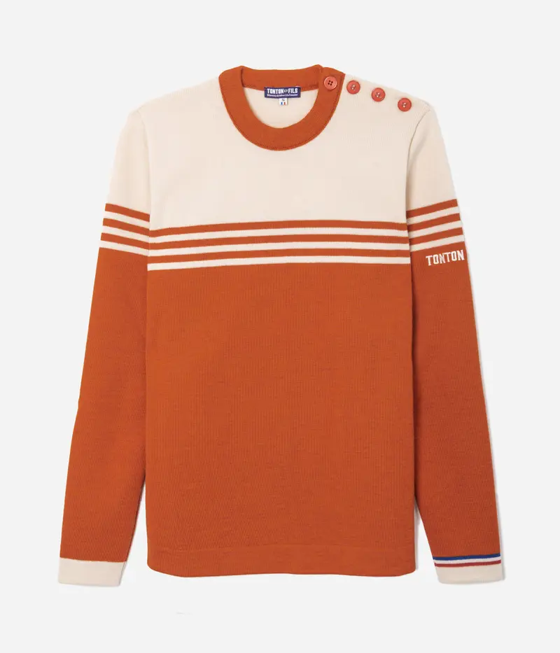 Le pull «Ouessant» orange écru