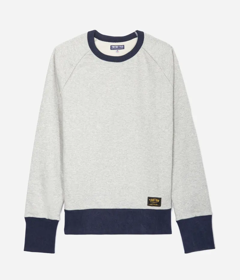 Le sweat-shirt «Cerdan» bicolore Gris chiné / Marine