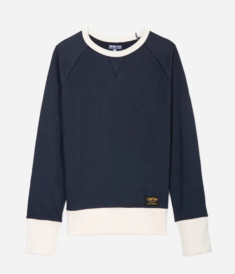 Le sweat-shirt «Cerdan» bicolore Marine / Écru